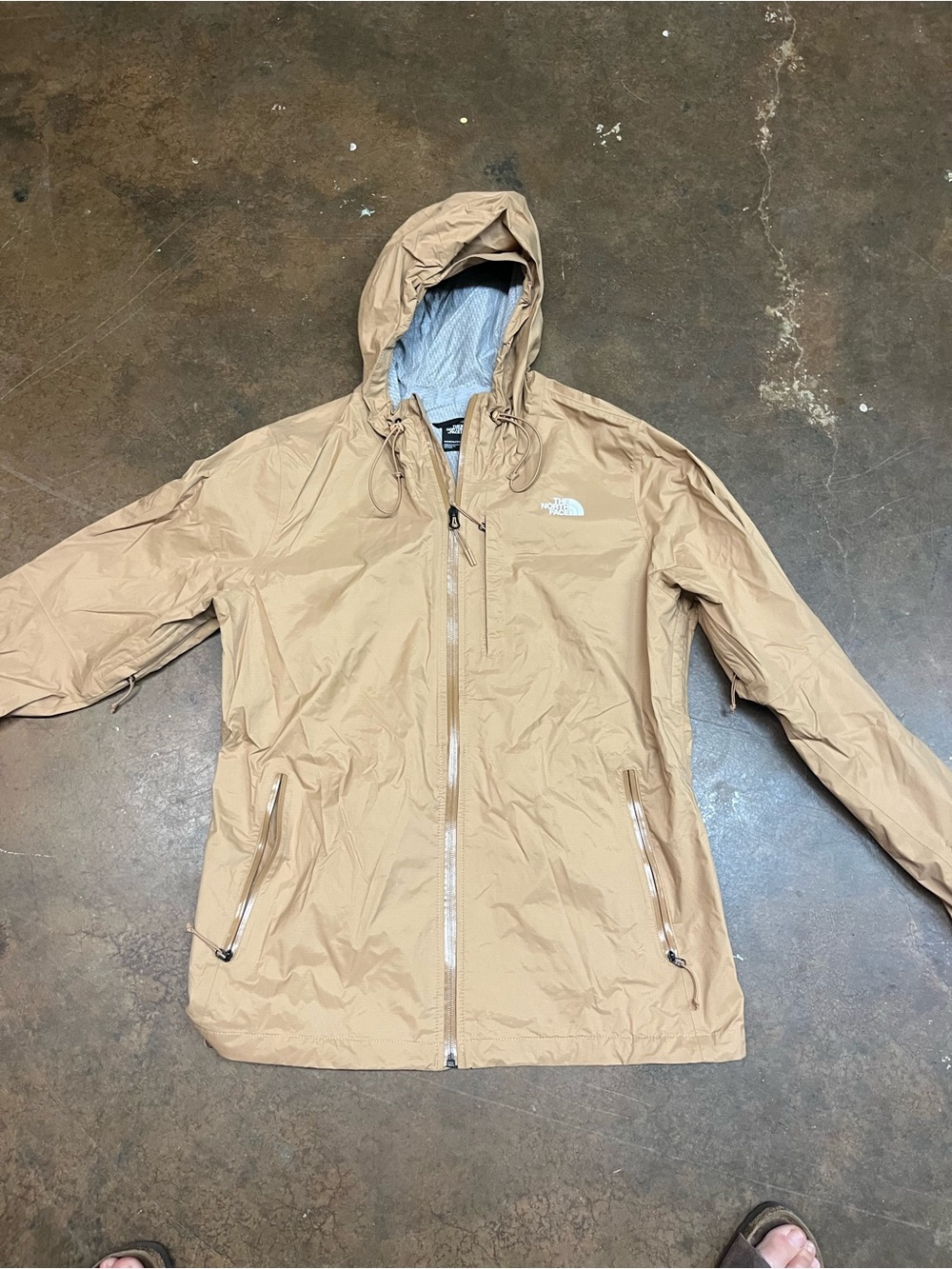 The North Face Tan Hooded Rain Jacket